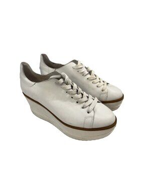 Schutz Borana White Wedge Platform Sneakers Size 7.5 B Leather